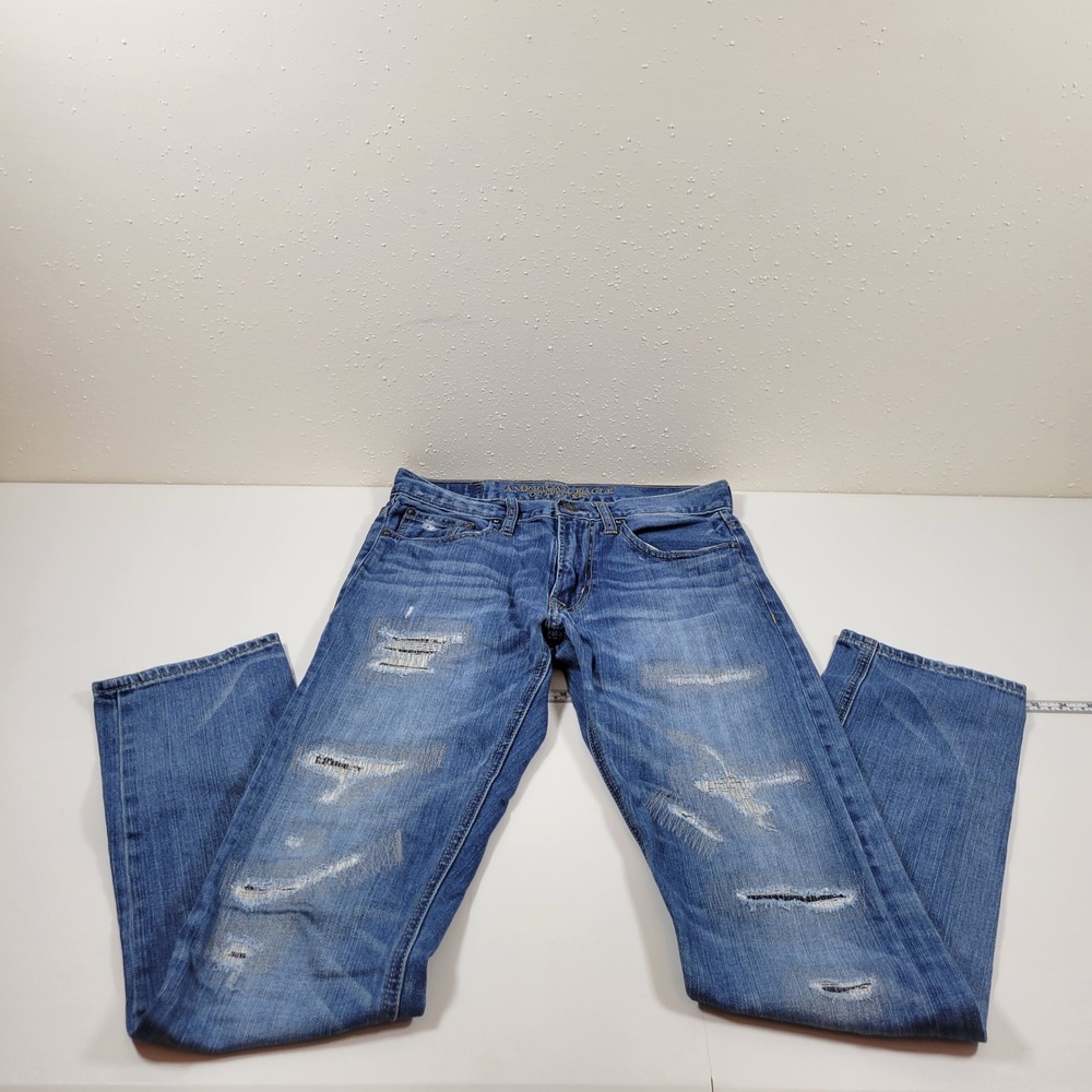 American Eagle Slim Jeans Mens 29x34 Blue Excellent Distressed Core Flex Denim